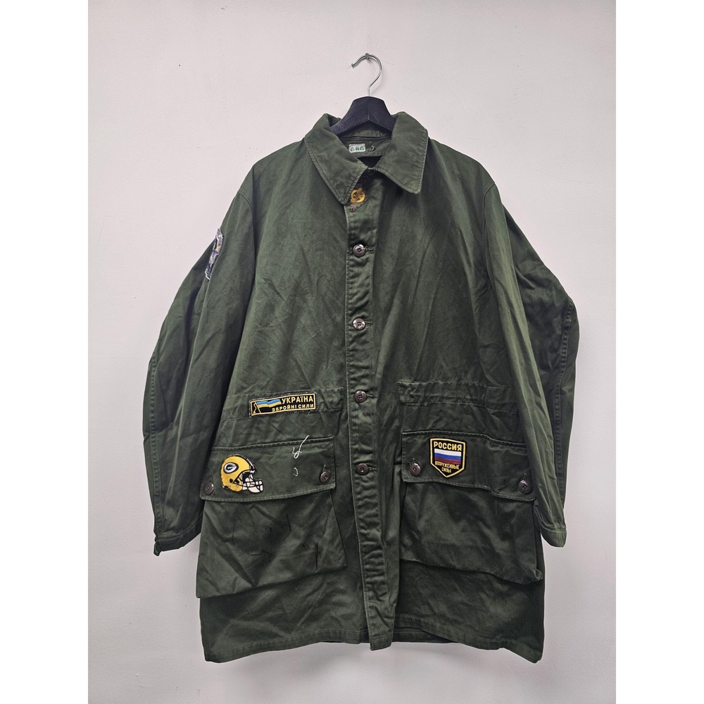 Vintage‎ 70's Swedish Army M50 Parka Coat No Liner Green Bay Packers Patches